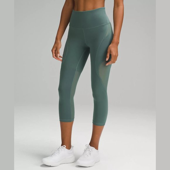 NEW lululemon Size 10 Wunder Train Mesh Panel High-Rise Crop 21" - Medium Forest - Picture 1 of 5